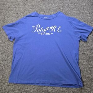Polo Ralph Lauren T Shirt Mens XL Blue Graphic Script Logo Short Sleeve Cotton